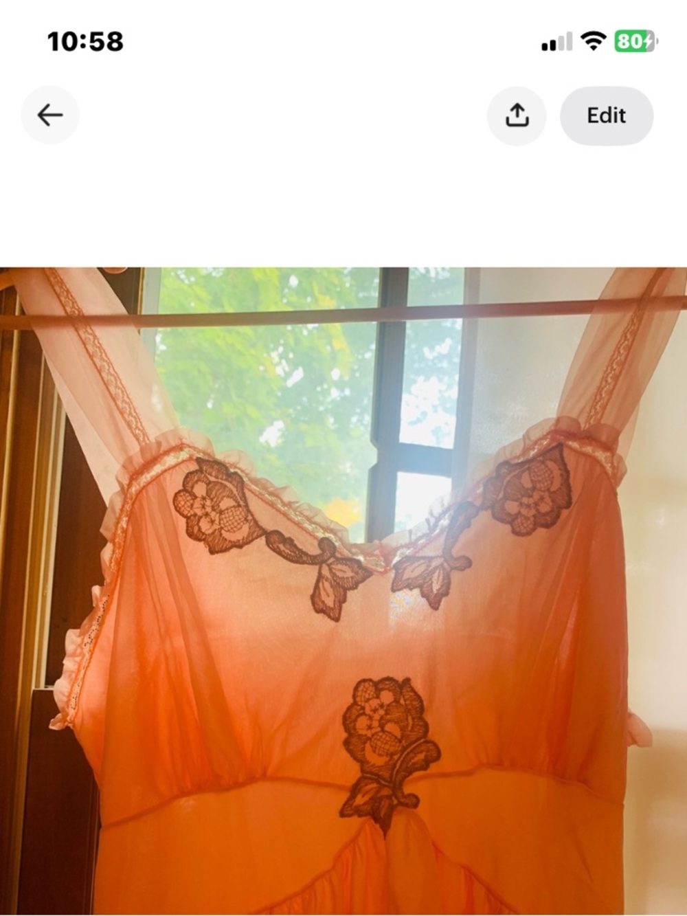 Sheer Orange Floral-Embroidered Chemise Nightgown - Women Intimates